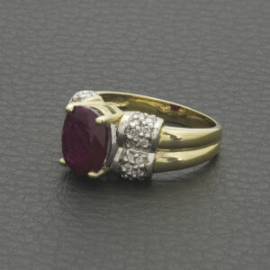 9ct Yellow Gold 0.21ct Diamond &#038; 2.94ct Ruby Dress Ring
