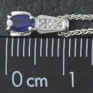 9ct White Gold 0.20ct Sapphire And 0.01ct Diamond Necklace 18&#8221;