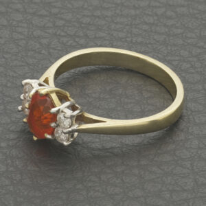 9ct Yellow Gold 0.65ct Fire Opal &#038; 0.16ct Diamond Ring