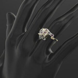 9ct Yellow Gold Sapphire, Emerald &#038; Ruby Panther Ring