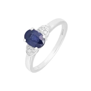 9ct White Gold 0.75ct Sapphire &#038; 0.06ct Diamond Ring