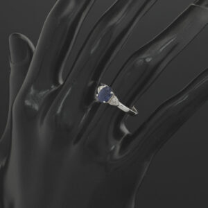 9ct White Gold 0.75ct Sapphire &#038; 0.06ct Diamond Ring