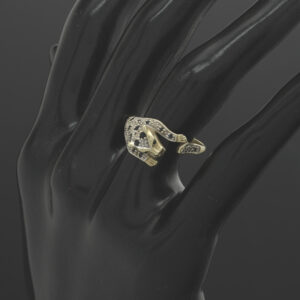 9ct Yellow Gold 0.03ct Diamond &#038; 0.14ct Sapphire Panther Ring