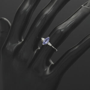 9ct White Gold 0.50ct Tanzanite And 0.12ct Diamond Ring
