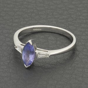 9ct White Gold 0.50ct Tanzanite And 0.12ct Diamond Ring