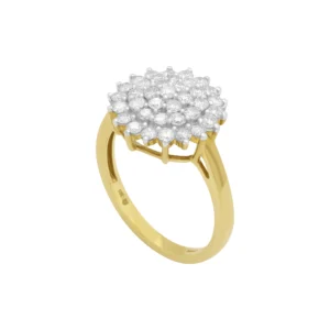 9ct Yellow Gold 0.74ct Diamond Cluster Ring