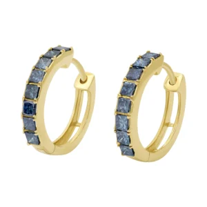 9ct Yellow Gold 0.64ct Blue Diamond Hoop Earrings