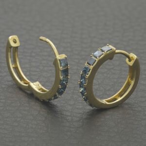 9ct Yellow Gold 0.64ct Blue Diamond Hoop Earrings