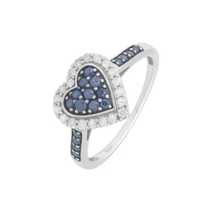 9ct White Gold 0.57ct Diamond Heart Cluster Ring