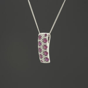 18ct White Gold 0.20ct Diamond And 0.60ct Ruby Necklace 16&#8221;