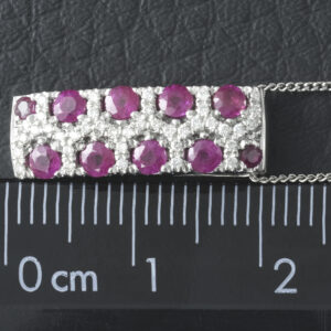 18ct White Gold 0.20ct Diamond And 0.60ct Ruby Necklace 16&#8221;