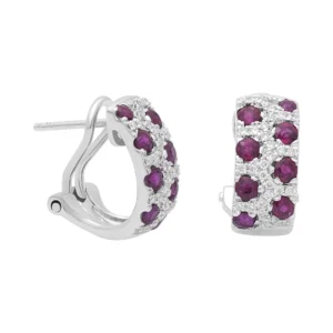 18ct White Gold 0.70ct Ruby & 0.30ct Diamond Clip Earrings