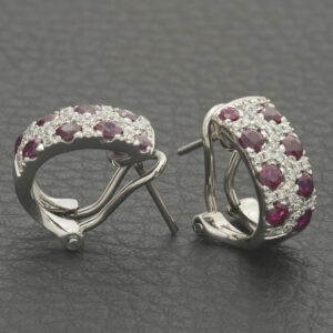 18ct White Gold 0.70ct Ruby &#038; 0.30ct Diamond Clip Earrings