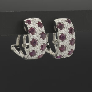 18ct White Gold 0.70ct Ruby &#038; 0.30ct Diamond Clip Earrings