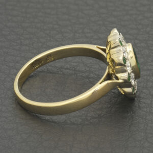 18ct Yellow Gold 0.75ct Emerald &#038; 0.50ct Diamond Cluster Ring