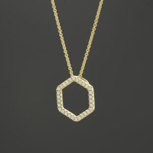 18ct Yellow Gold 0.30ct Diamond Hexagon Necklace 18&#8243;