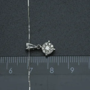18ct White Gold 0.15ct Diamond Cluster Necklace 16.5″