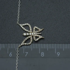 18ct White And Rose Gold 0.25ct Diamond Butterfly Necklace 17.5″
