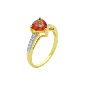 18ct Yellow Gold 1.25ct Padparadscha Sapphire & 0.038ct Diamond Ring