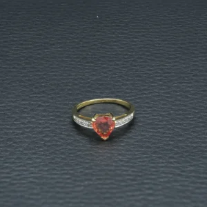 18ct Yellow Gold 1.25ct Padparadscha Sapphire & 0.038ct Diamond Ring