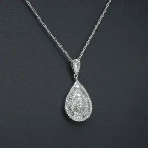 18ct White Gold 1.00ct Diamond Necklace 18″ 1mm
