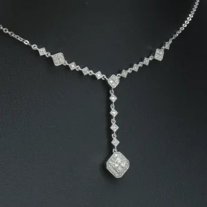 18ct White Gold Children’s Diamond Necklace 15″ 1.5mm