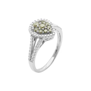 14ct White Gold 0.40ct Brown Diamond And 0.40ct White Diamond Halo Ring