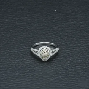 14ct White Gold 0.40ct Brown Diamond And 0.40ct White Diamond Halo Ring