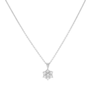 18ct White Gold 0.50ct Diamond Cluster Necklace 18″ 1mm