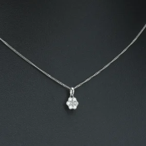 18ct White Gold 0.17ct Diamond Necklace 16″ 1mm