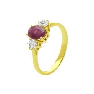 18ct Yellow Gold 1.07ct Ruby & 0.30ct Diamond Ring