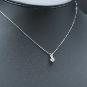 18ct White Gold 0.50ct Diamond Necklace 16″ 1mm