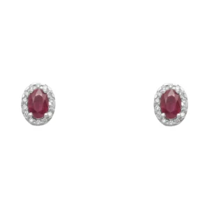 18ct White Gold 1.20ct Ruby & 0.16ct Diamond Stud Earrings
