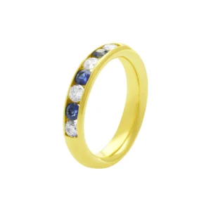 18ct Yellow Gold 0.40ct Diamond And 0.45ct Sapphire 7 Stone Ring