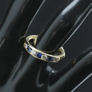 18ct Yellow Gold 0.40ct Diamond And 0.45ct Sapphire 7 Stone Ring