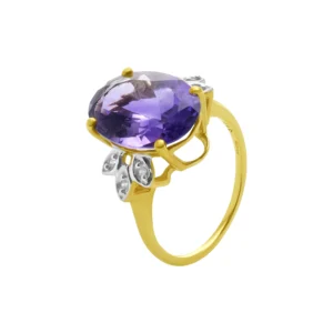 10ct Yellow Gold 4.35ct Amethyst & Diamond Ring