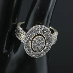 9ct Yellow Gold 1.00ct Diamond Halo Ring