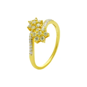 9ct Yellow Gold 0.50ct Yellow & White Diamond Flower Cluster Ring