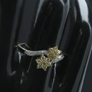 9ct Yellow Gold 0.50ct Yellow & White Diamond Flower Cluster Ring