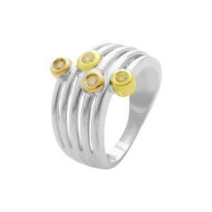 9ct Tri-Colour Fancy 0.15ct Diamond Ring