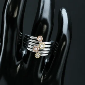 9ct Tri-Colour Fancy 0.15ct Diamond Ring
