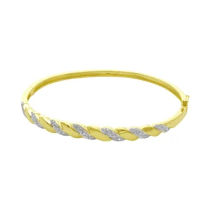 9ct Yellow Gold 0.15ct Diamond Twist Bangle