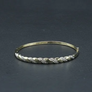 9ct Yellow Gold 0.15ct Diamond Twist Bangle