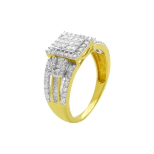 9ct Yellow Gold 1.00ct Diamond Halo Ring