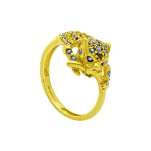 9ct Yellow Gold Sapphire Panther Ring