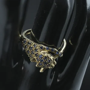 9ct Yellow Gold Sapphire Panther Ring