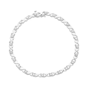 9ct White Gold 0.24ct Diamond Tennis Bracelet 7.5″ 4mm