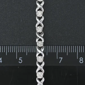 9ct White Gold 0.24ct Diamond Tennis Bracelet 7.5″ 4mm