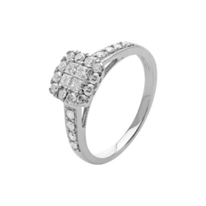 9ct White Gold 0.85ct Diamond Halo Ring