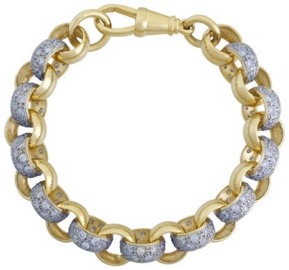 9ct Yellow Gold Gemstone Belcher Bracelet 9" 13.5mm